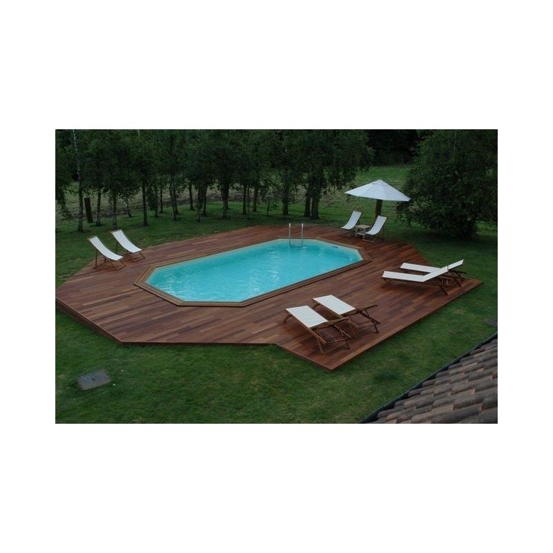 Piscine bois Ocea 610x400x130 liner bleu