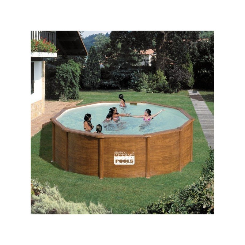 Piscine hors sol acier aspect bois 460 x 120