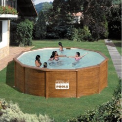 Piscine hors sol acier aspect bois 460 x 132
