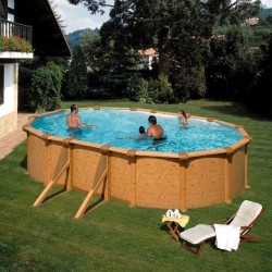 Piscine hors sol acier aspect bois 500x300x120 avec renforts