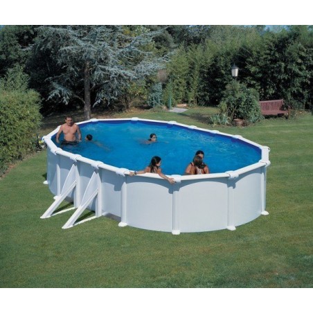 Piscine hors sol acier ovale blanc 610x375x120 avec renforts