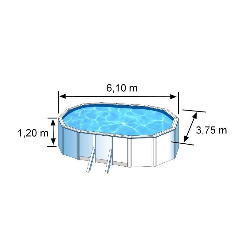 Piscine hors sol acier ovale blanc 610x375x120 avec renforts