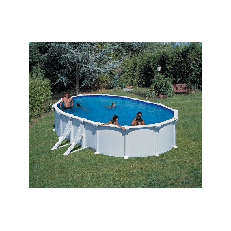 Piscine hors sol acier ovale blanc 500x300x120 avec renforts
