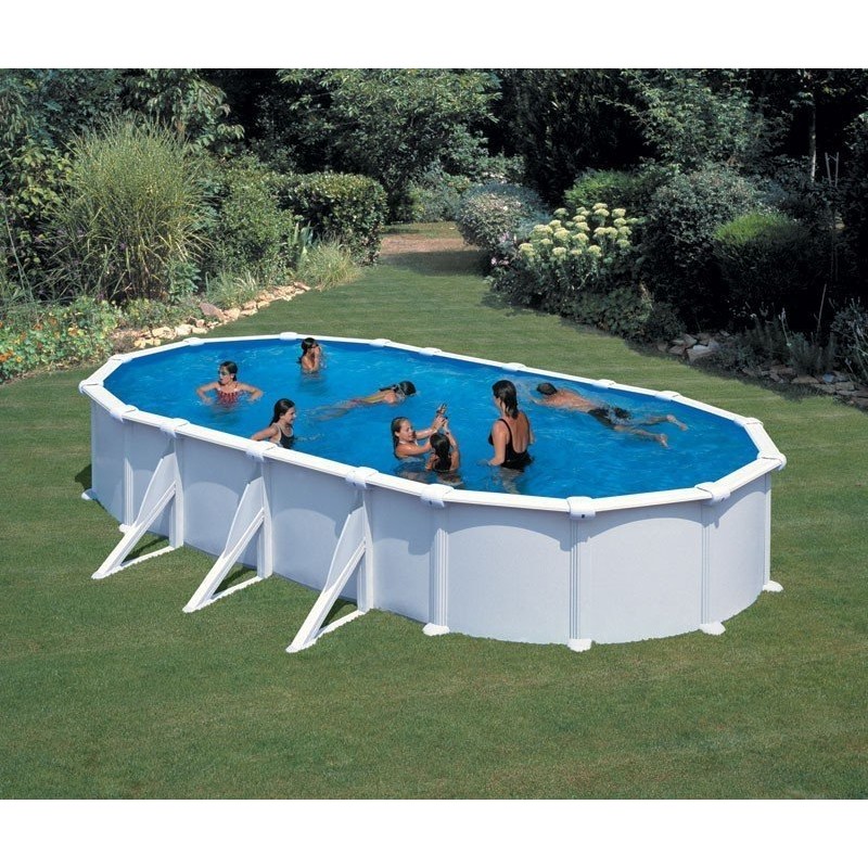 Piscine hors sol acier ovale blanc 730x375x120 avec renforts