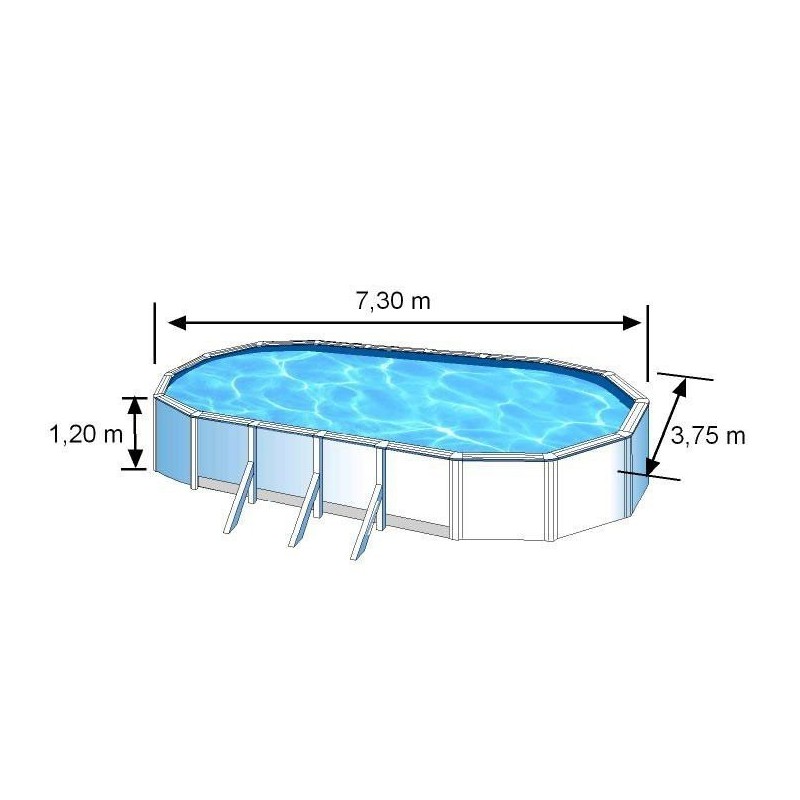Piscine hors sol acier ovale blanc 730x375x120 avec renforts
