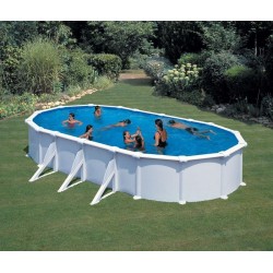 Piscine hors sol acier ovale blanc 730x375x132 avec renforts