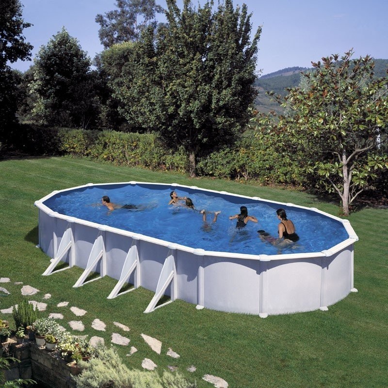 Piscine Hors Sol Acier Ovale Blanc 915x470x132 Avec Renforts Pisc