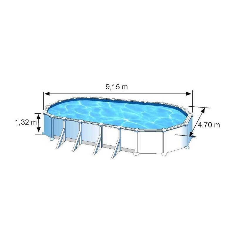 Piscine hors sol acier ovale blanc 915x470x132 avec renforts
