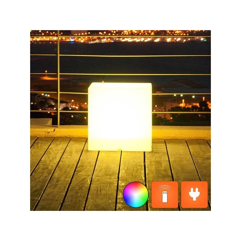 Cube LED lumineux multicolore 40 x 40 x 40 cm branché sur secteur