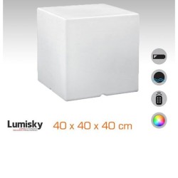 Cube LED lumineux multicolore 40 x 40 x 40 cm sur batterie