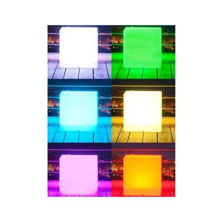 Cube LED lumineux multicolore 40 x 40 x 40 cm sur batterie