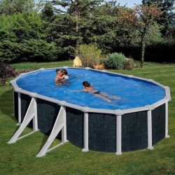 Piscine hors sol acier ovale aspect rattan