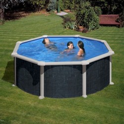 Piscine hors sol acier ronde aspect rattan