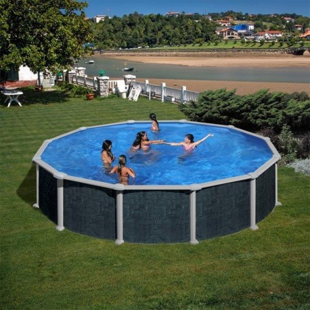 Piscine hors sol acier ronde aspect rattan