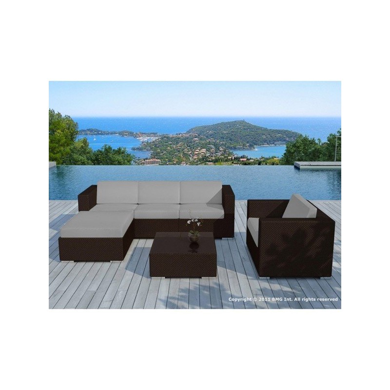 Salon de jardin Bora Bora en résine tressée chocolat