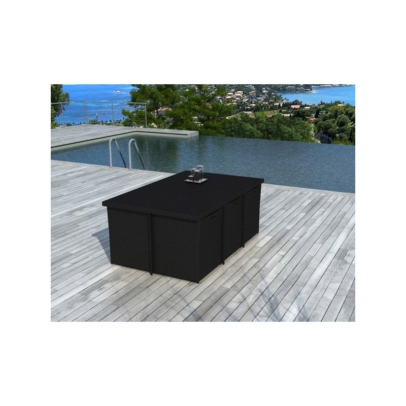 Salon de jardin encastrable Sidney résine tressée noire