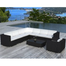 Salon de jardin Seychelles résine tressée noire