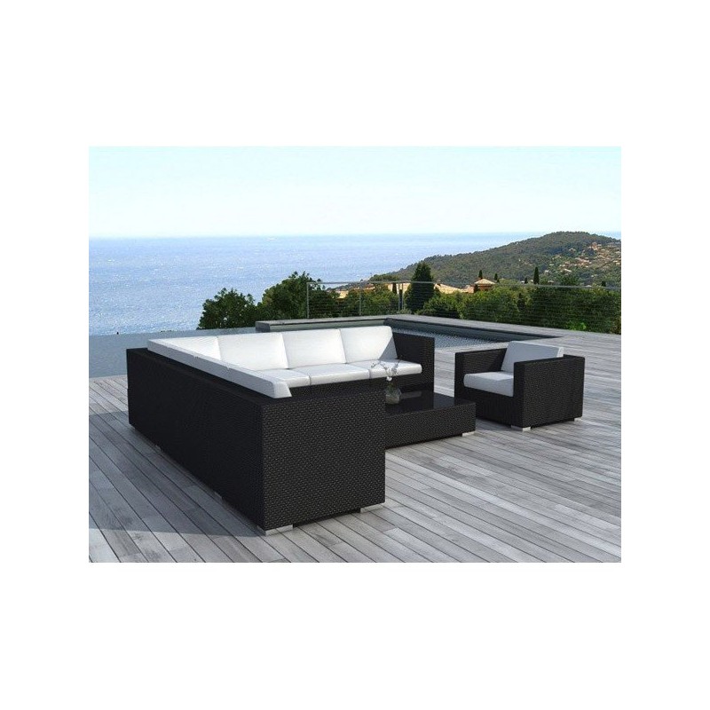 Salon de jardin Seychelles résine tressée noire