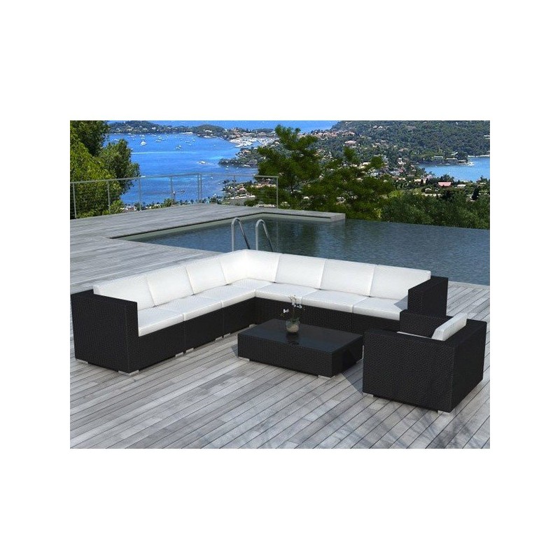 Salon de jardin Seychelles résine tressée noire
