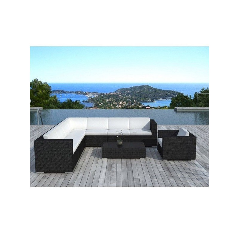 Salon de jardin Seychelles résine tressée noire