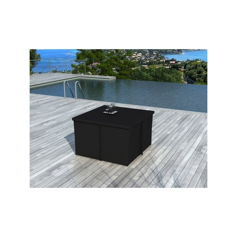 Salon de jardin encastrable Hawai résine tressée noire