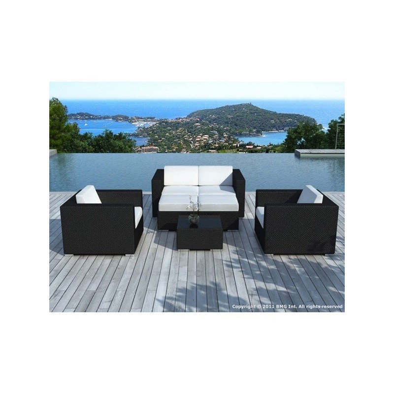 Salon de jardin Moorea résine tressée noire