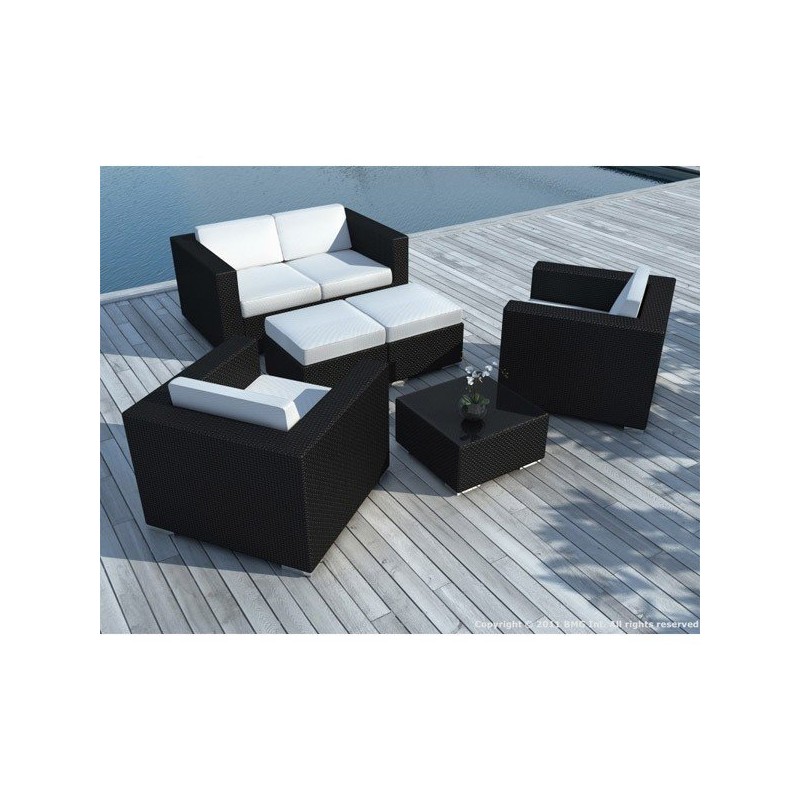 Salon de jardin Moorea résine tressée noire