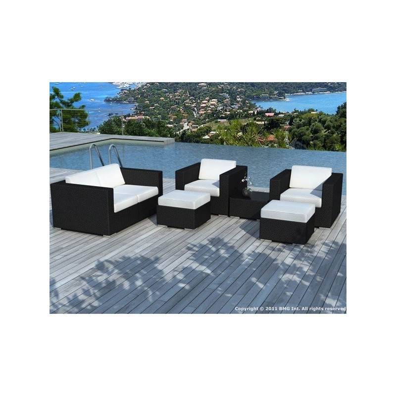 Salon de jardin Moorea résine tressée noire