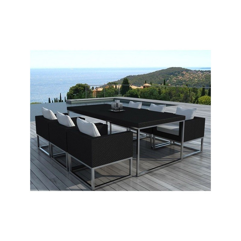 Table et Fauteuils de jardin Maldives résine tressée