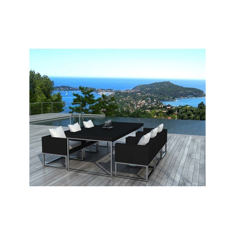 Table et Fauteuils de jardin Maldives résine tressée