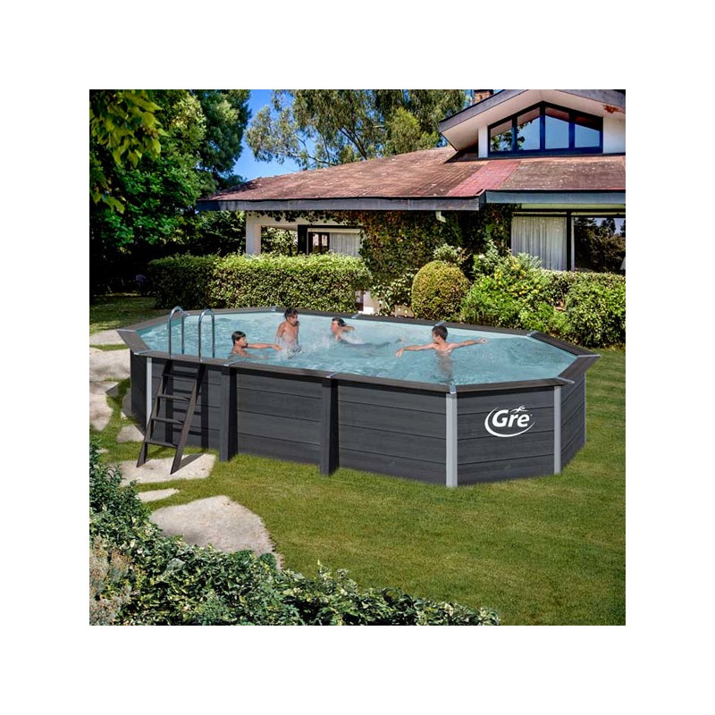 Piscine hors sol ovale en composite 6,64 x 3,86 x 1,54 m