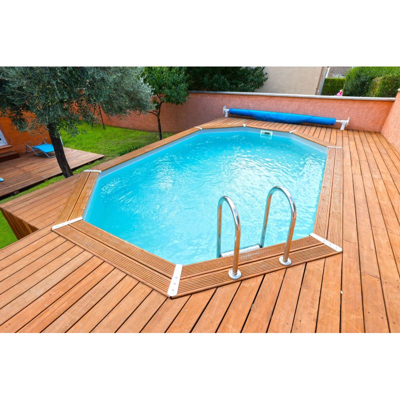 Piscine bois Azura 355x490x H.130 cm octogonale