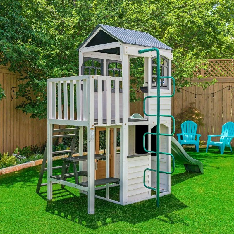 Aire de jeu en bois avec toboggan Woodland View