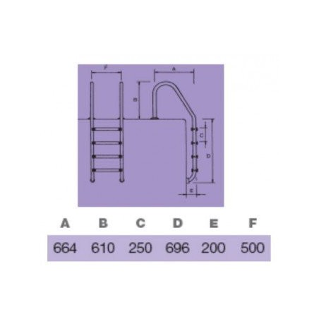 Echelle standard 2 marches inox