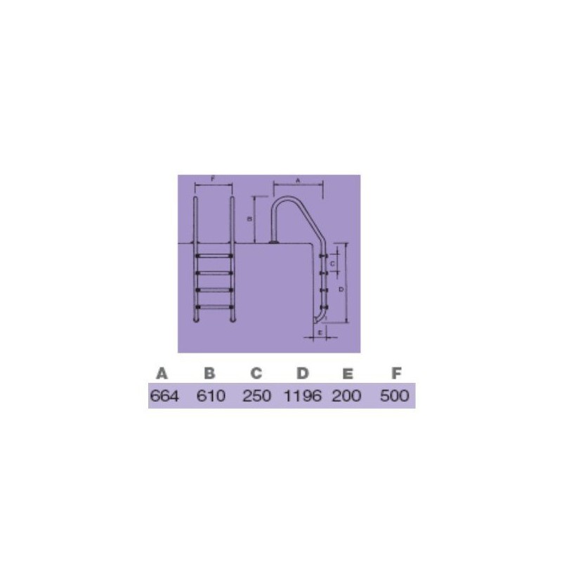 Echelle standard 4 marches inox