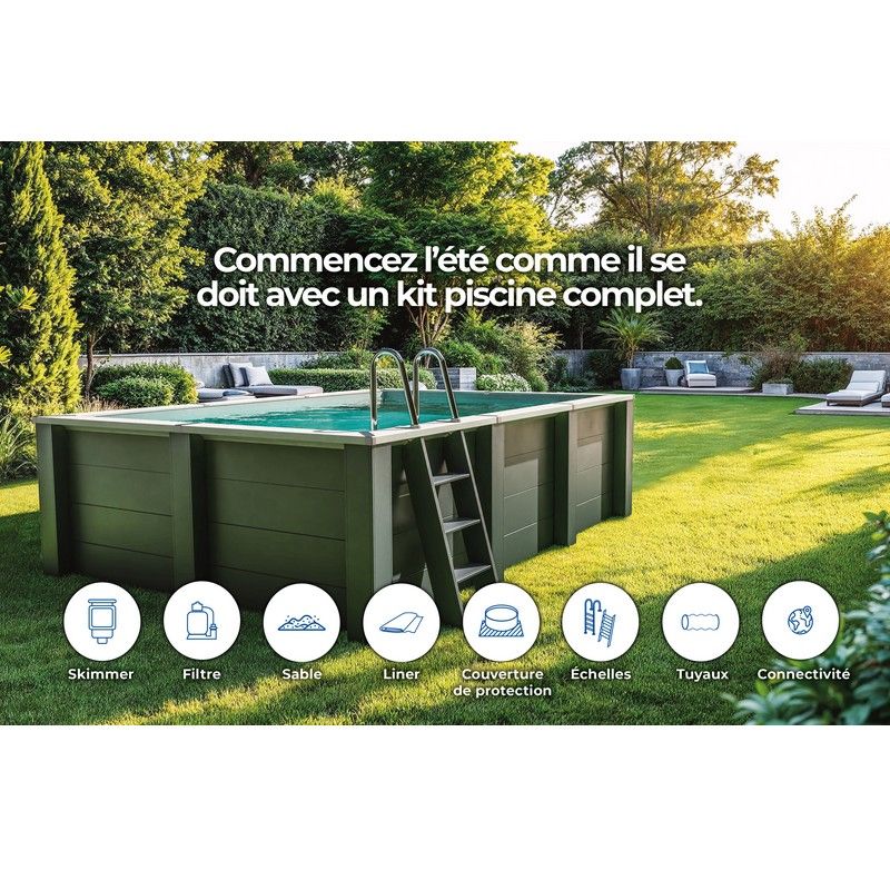 Piscine hors sol carrée composite 3,15 x 3,15 x 0,96 m