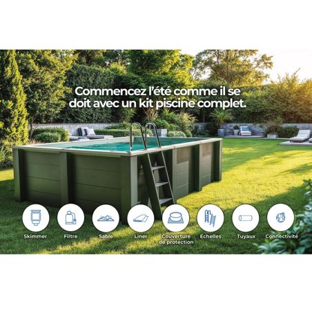 Piscine hors sol carrée composite 3,15 x 3,15 x 0,96 m