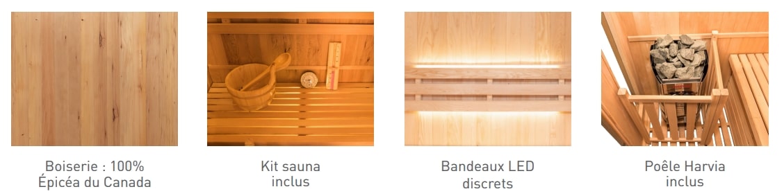 Sauna Zen 6 places équipements