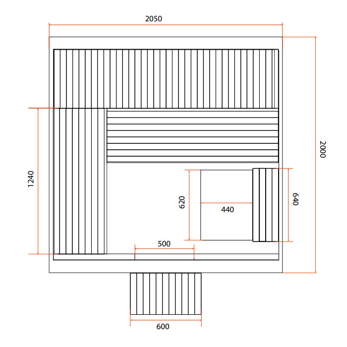 Dimensions sauna extérieur Gaia Omega Holl's